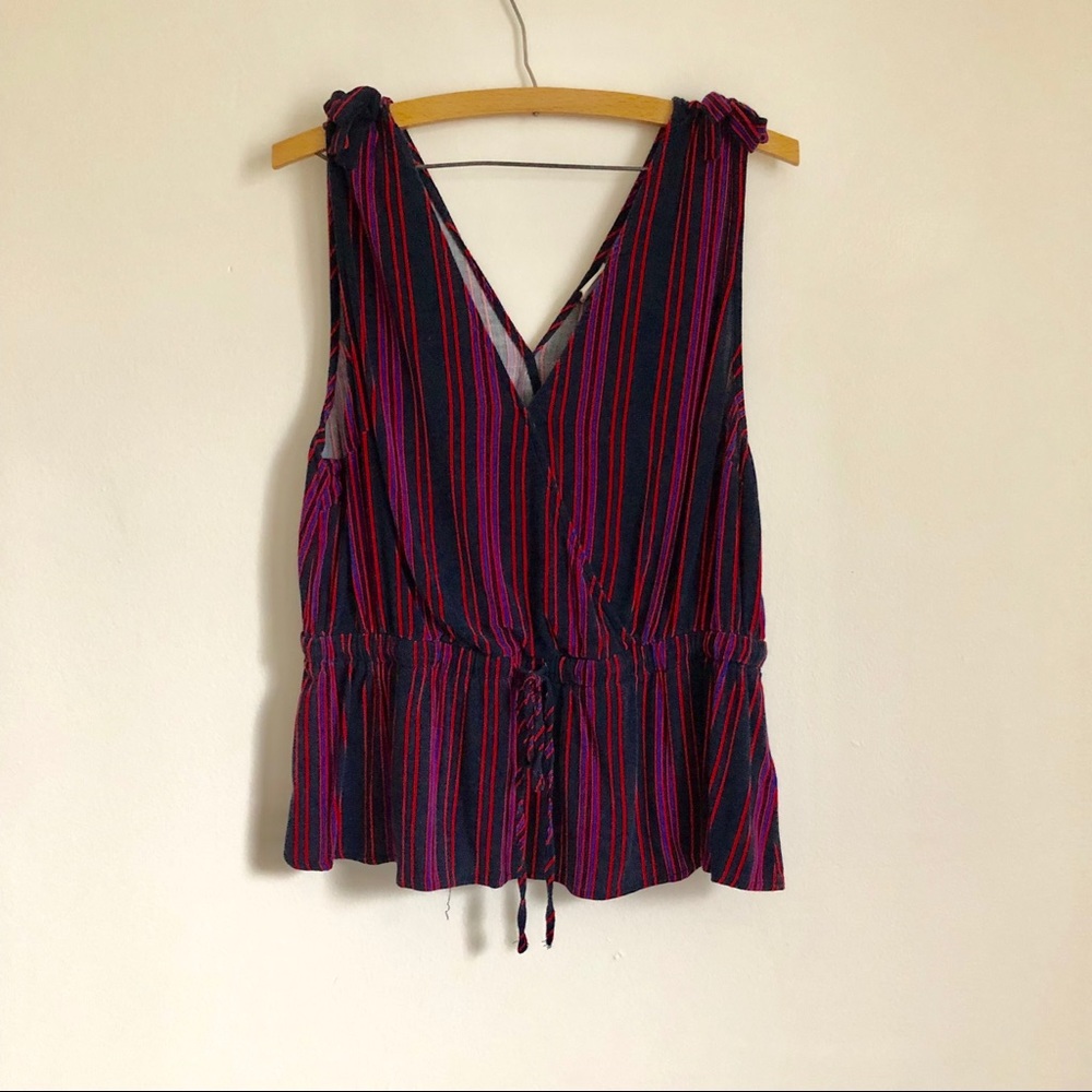Stripped Tank Top with Drawstring Waist